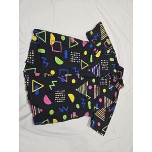 Super Massive button shirt XL Geometric Pattern 80's (3a)